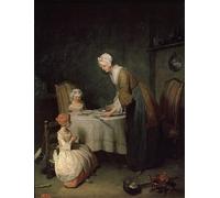 DQCJIYIGL De Célèbres Tableaux Moderne Toile Décor Art Mural Classique Grâce avant le dîner la bénédiction par Jean Baptiste Simeon Chardin Pour la Décoration de la Chambre à Coucher 60x90cm