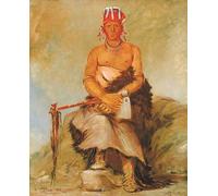 DQCJIYIGL De Célèbres Tableaux Moderne Toile Décor Art Mural Classique Grain de beauté sur le front Chef du républicain Pawnee par George Catlin Pour la Décoration de la Chambre à Coucher 60x90cm
