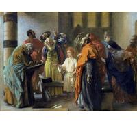 DQCJIYIGL De Célèbres Tableaux Moderne Toile Décor Art Mural Classique Jésus âgé de 12 ans au Temple par Adolph Menzel Abstrait Peinture Pour la Décoration de la Chambre à Coucher 60x90cm
