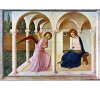 DQCJIYIGL De Célèbres Tableaux Moderne Toile Décor Art Mural Classique l'Annonciation C de Fra Angelico Abstrait Peinture Pour la Décoration de la Chambre à Coucher 60x90cm