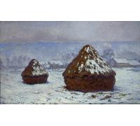 DQCJIYIGL De Célèbres Tableaux Moderne Toile Décor Art Mural Classique Meules Effet De Neige de Claude Monet Abstrait Peinture Pour la Décoration de la Chambre à Coucher 60x90cm