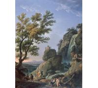 DQCJIYIGL De Célèbres Tableaux Moderne Toile Décor Art Mural Classique Paysage avec cascade et personnages de Claude Vernet Abstrait Peinture Pour la Décoration de la Chambre à Coucher 60x90cm