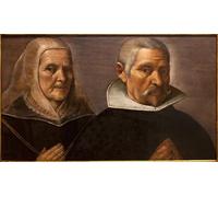 DQCJIYIGL De Célèbres Tableaux Moderne Toile Décor Art Mural Classique Portrait d'un couple en âge de prier Peinture de Francisco Pacheco Pour la Décoration de la Chambre à Coucher 60x90cm