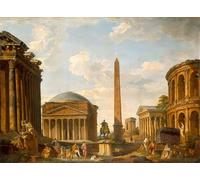 DQCJIYIGL De Célèbres Tableaux Murale Art Posté Affiches et Impressions Capriiice romain le Panthéon et autres monuments de Paolo Pannini Animaux Art Poster Pour les Décorations pour la Maison 60x90cm