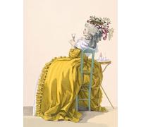 DQCJIYIGL De Célèbres Tableaux Murale Art Posté Affiches et Impressions Dame allongée sur une chaise buvant par François Louis Watteau Animaux Art Poster Pour les Décorations pour la Maison 60x90cm