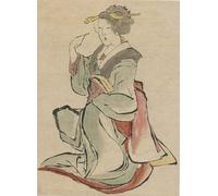 DQCJIYIGL De Célèbres Tableaux Murale Art Posté Affiches et Impressions Femme faisant face au bon signe par Katsushika Hokusai Animaux Art Poster Pour les Décorations pour la Maison 60x90cm