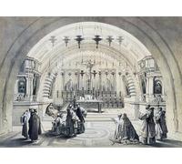 DQCJIYIGL De Célèbres Tableaux Murale Art Posté Affiches et Impressions Intérieur de l'église du Saint-Sépulcre de Jérusalem par David Roberts Pour les Décorations pour la Maison 60x90cm