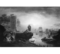 DQCJIYIGL De Célèbres Tableaux Murale Art Posté Affiches et Impressions Port maritime au lever du soleil par Claude Vernet Animaux Art Poster Pour les Décorations pour la Maison 60x90cm