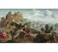 DQCJIYIGL De Célèbres Tableaux Murale Art Posté Affiches et Impressions Saint Georges et le Dragon de Jan Van Scorel Animaux Art Poster Pour les Décorations pour la Maison 60x90cm