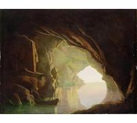 DQCJIYIGL De Célèbres Tableaux Murale Art Posté Affiches et Impressions une grotte dans le golfe de Salerne Coucher de soleil par Wright of Derby Pour les Décorations pour la Maison 60x90cm