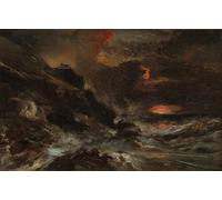 DQCJIYIGL De Célèbres Tableaux Murale Art Posté Affiches et Impressions une tempête au large de la Normandie probablement par Eugene Isabey Pour les Décorations pour la Maison 60x90cm