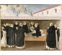 DQCJIYIGL Moderne Toile Décor Art Mural Classique la mort de saint Dominique de la prédelle du couronnement de la Vierge de Fra Angelico Pour la Décoration de la Chambre à Coucher 60x90cm