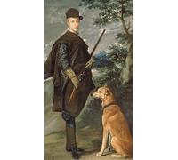 DQCJIYIGL Moderne Toile Décor Art Mural Classique Portrait du Cardinal Infant Ferdinand d'Autriche avec fusil et chien par Diego Velazquez Pour la Décoration de la Chambre à Coucher 60x90cm