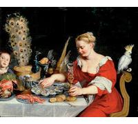 DQCJIYIGL Murale Art Posté Affiches et Impressions Femme mangeant des huîtres Détail de l'allégorie des quatre éléments de Jan l'Ancien Brueghel Pour les Décorations pour la Maison 60x90cm