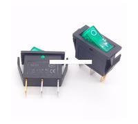 DQFOCPHHAA 10Pcs Rocker Switch 15A 250V 30A 220VAC 3Pin with Green Light KCD3-102/N 15 * 32 mm Power Switch