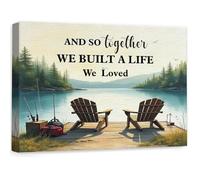 DQFOCPHHAA And So Together We Built A Life We Loved Lake Sign, Rustic Canvas Wall-Art for Cabin, Camper and Lake House Decor(Unframed,16x24inch(40x60cm))