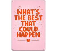 DQFOCPHHAA Boho Office Affirmations Wall Decor - Whats The Best That Could Happen Metal Sign Inspirational Wall-Art Preppy Classroom Art Poster 8x12 Inch