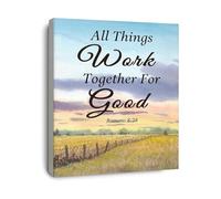 DQFOCPHHAA Canvas Art Romans 8 28 All Things Work Together for Wall Decor for Home Bedroom Living Room Gift(Framed,16x24inch(40x60cm))
