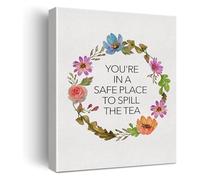 DQFOCPHHAA Counselor Gift Safe Place to Spill the Tea Wall-Art Therapist Office Decor Mental Health Inspirational Print for Home(Framed,08x12inch(20x30cm))
