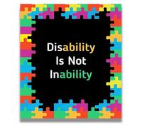 DQFOCPHHAA Disability Is Not Inability Wall-Art - Autism Awareness Poster for Classroom and Office Decor(Unframed,12x18inch(30x45cm))