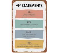 DQFOCPHHAA Feelings and Communication I Statement Vintage Tin Sign for Classroom or Office Decor 8 X 12 in