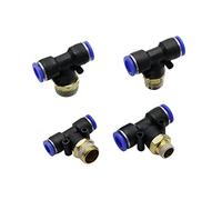 DQFOCPHHAA Garden Plumbing 6mm 8mm 10mm Sliding Lock Joint 1/8''1/4''3/8''1/2'' Male Thread Three-Way Joint Irrigation System Pneumatic Joint 4Pc (Color : 6mm 3I8 inch)