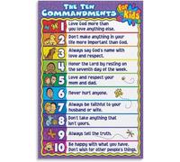 DQFOCPHHAA God's Rules for Poster - Simple Bible Lessons Wall-Art, Christian Faith-Based Decor for Bedroom, Playroom or Church Classroom(Framed,16x24inch(40x60cm))