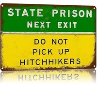 DQFOCPHHAA Humorous State Prison Sign Next Exit Vintage Aluminum Metal Sign for Wall Decor 8 X 12 in
