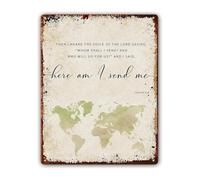 DQFOCPHHAA Isaiah 6 8 Scripture Quote Here Am I Send Me Metal Sign Wall Decor for Prayer Room (8 X 12 in)
