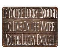 DQFOCPHHAA Live on the Water Blessing Metal Sign Rustic Lake House Wall-Art for Home Office Dining Room Coastal Farmhouse Decor Vintage Tin Plate 8 X 12 inch