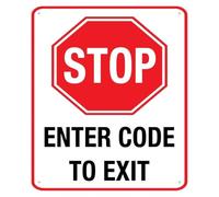 DQFOCPHHAA Novelty Enter Code To Exit Stop Sign Colorful Aluminum Metal Sign for Office Warehouse Security Door Decor (8 X 12 in)