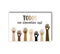 DQFOCPHHAA School Diversity Poster Inclusive Welcome Todos Son Bienvenidos Wall-Art for Classroom Spanish English Bilingual Decor(Framed,12x18inch(30x45cm))