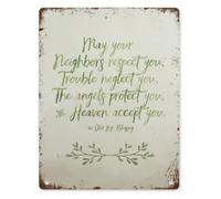 DQFOCPHHAA Traditional Irish Blessing May Your Neighbors Respect You Trouble Neglect You Angels Protect You Heaven Accept You Metal Tin Sign 8 X 12 in
