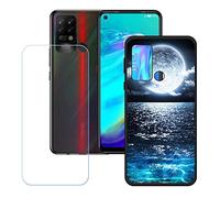 DQG Coque avec Verre Trempé écran Glass pour Tecno Pova LC7, Housse Etui Flexible Protection Souple Silicone Gel Noir TPU Case Cover pour Tecno Pova LC7 (6.80") - OP46