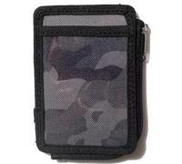 DQL Poche avant fine et minimaliste - Blocage RFID - Portefeuille fin - Étui pour cartes de crédit pour homme et femme - Avec compartiment à fermeture éclair - Gris camouflage, vert,