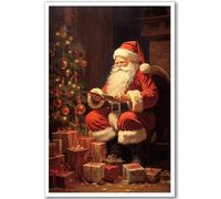 DQLSYJHK Toile murale vintage de Noël - Affiches de Noël - Livre de lecture du Père Noël - Images de Noël - Décoration murale pour chambre à coucher, salon - 40,6 x 61 cm - Sans cadre D