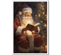 DQLSYJHK Toile murale vintage de Noël - Affiches de Noël - Livre de lecture du Père Noël - Images de Noël - Impressions de Noël pour chambre à coucher, salon - 40,6 x 61 cm - Sans cadre B