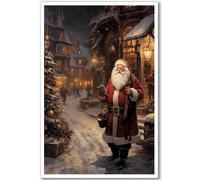 DQLSYJHK Toile murale vintage de Noël - Affiches de Noël - Livre de lecture du Père Noël - Images de Noël - Décoration murale pour chambre à coucher, salon - 40,6 x 61 cm - Sans cadre C