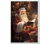 DQLSYJHK Toile murale vintage de Noël - Affiches de Noël - Livre de lecture du Père Noël - Images de Noël - Décoration murale pour chambre à coucher, salon - 40,6 x 61 cm - Sans cadre A