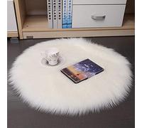 DQMEN Peau de Mouton synthétique,45 x 45 cm Faux Peau de Mouton Imitation Toison Moquette Peau d'agneau Tapis Fluffy Soft Longhair Décoratif Coussin de Chaise Canapé Natte (Blanc, 45 X 45 CM)