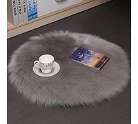 DQMEN Peau de Mouton synthétique,45 x 45 cm Faux Peau de Mouton Imitation Toison Moquette Peau d'agneau Tapis Fluffy Soft Longhair Décoratif Coussin de Chaise Canapé Natte (Gris, 45 X 45 CM)