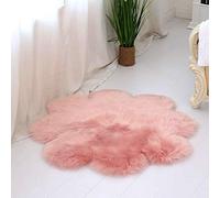 DQMEN Peau de Mouton synthétique,45 x 45 cm Faux Peau de Mouton Imitation Toison Moquette Peau d'agneau Tapis Fluffy Soft Longhair Décoratif Coussin de Chaise Canapé Natte (Rose, 45 X 45 CM)