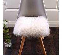 DQMEN Peau de Mouton synthétique,45 X 45 cm Faux Peau de Mouton Imitation Toison Moquette Peau d'agneau Tapis Fluffy Soft Longhair Décoratif Coussin de Chaise Canapé Natte (Carré Blanc, 45 X 45 CM)