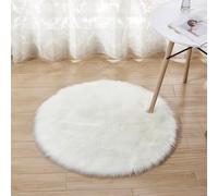 DQMEN Peau de Mouton synthétique,60 x 60 cm Faux Peau de Mouton Imitation Toison Moquette Peau d'agneau Tapis Fluffy Soft Longhair Décoratif Coussin de Chaise Canapé Natte (Blanc, 60 X 60 CM)