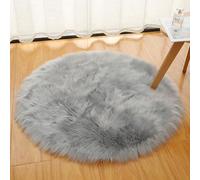 DQMEN Peau de Mouton synthétique,60 x 60 cm Faux Peau de Mouton Imitation Toison Moquette Peau d'agneau Tapis Fluffy Soft Longhair Décoratif Coussin de Chaise Canapé Natte (Gris, 60 X 60 CM)
