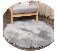 DQMEN Peau de Mouton synthétique,90 x 90 cm Faux Peau de Mouton Imitation Toison Moquette Peau d'agneau Tapis Fluffy Soft Longhair Décoratif Coussin de Chaise Canapé Natte (Gris, 90 X 90 CM)
