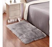 DQMEN Toison Tapis Laine Tapis Imitation Toison Moquette Fluffy Soft Longhair Décoratif Coussin de Chaise Canapé Natte (Gris, 60 X 90cm)