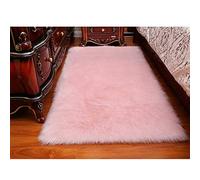 DQMEN Toison Tapis Laine Tapis Imitation Toison Moquette Fluffy Soft Longhair Décoratif Coussin de Chaise Canapé Natte (Rose, 75 X 120cm)