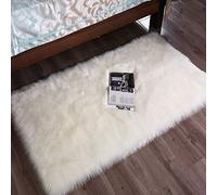 DQMEN Toison Tapis Laine Tapis Imitation Toison Moquette Fluffy Soft Longhair Décoratif Coussin de Chaise Canapé Natte (Blanc, 60 X 90cm)