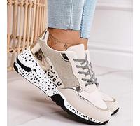 DQS Femmes Baskets Nouvelle Mode imprimé léopard Chaussures de Sport pour Femmes en Plein air Joggers Chaussures pour Femmes à Lacets Bas épais Baskets